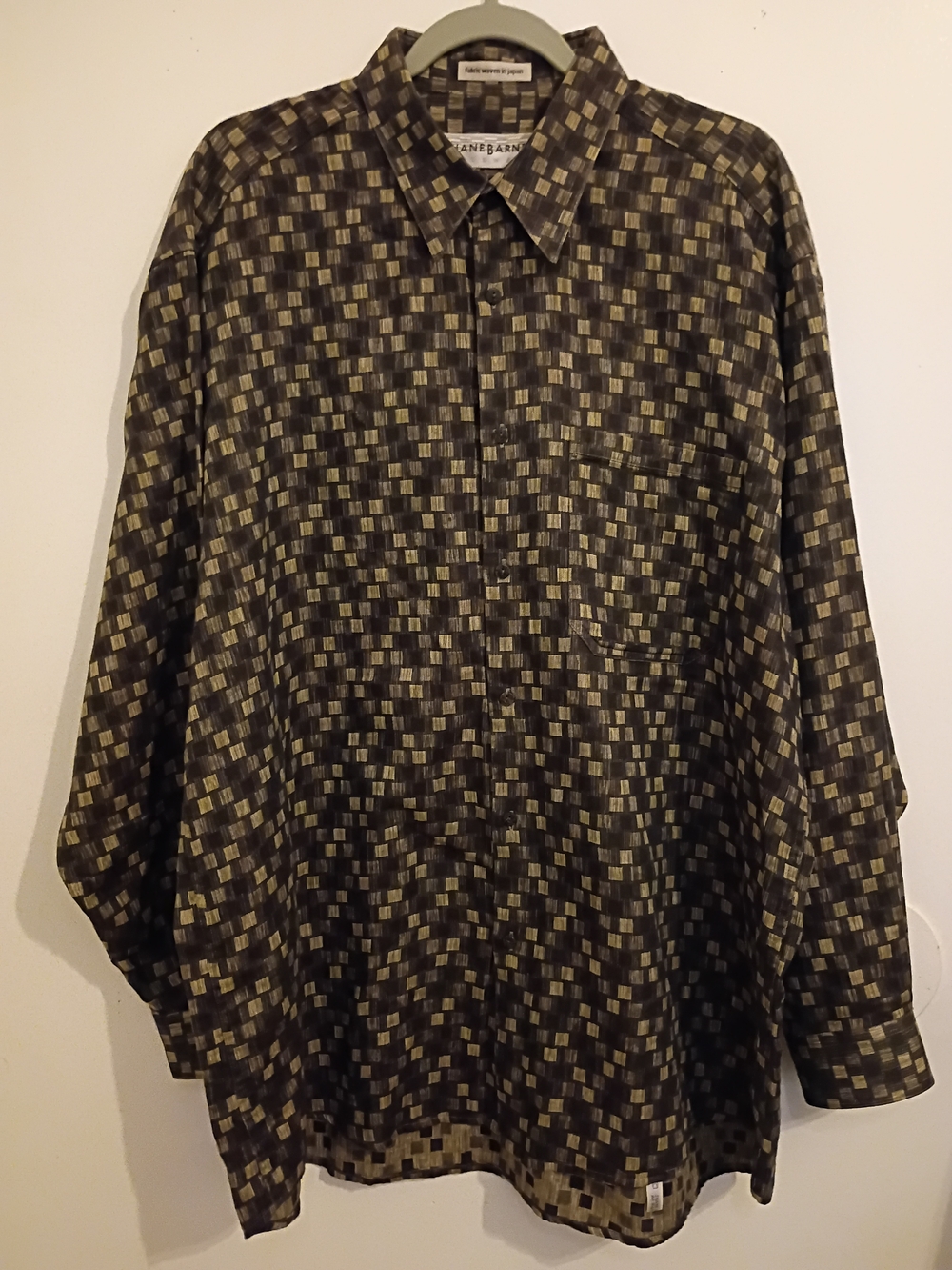 Jhane Barnes Men's Brown and Cream Patterned Button Up Shirt Sz XL/TG